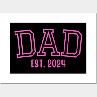 Dad Est. 2024 Father Expect Baby Pregnancy Announcement Pink Posters and Art